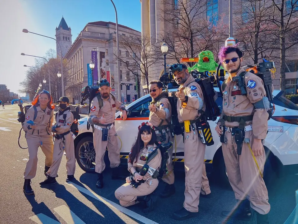Ghostbusters Virginia members gathered at a rally