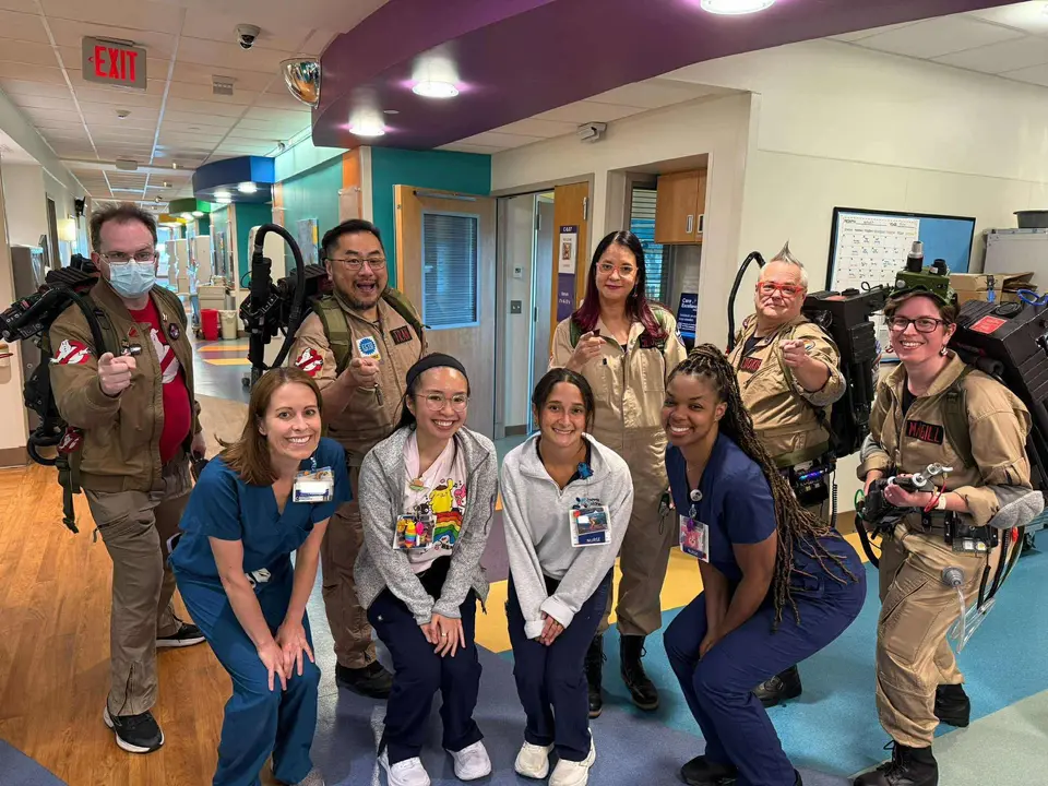 Ghostbusters Virginia members visiting kids in the hospital